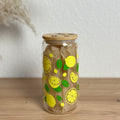Glasbecher_Früchte_Zitronen mit Blatt_ohne_Strohhalm
