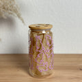 Glasbecher mit Osterhasen-Design in Pastelllila und Bambusdeckel, 500 ml Kaffeeglas mit Glasstrohhalm von Momentwerk Studio