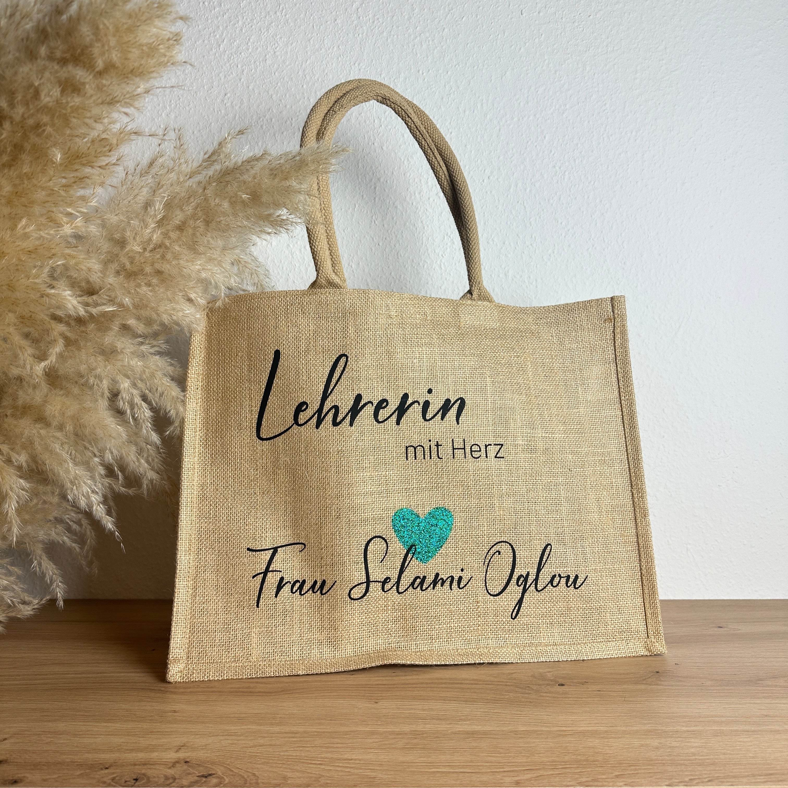 Tasche_Jute_gross_lehrerin_mit_herz_smaragd