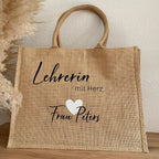 Tasche_Jute_gross_lehrerin_mit_herz_weiss glitzer_frau peters