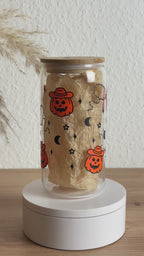 Glasbecher_Halloween_Howdy_Kürbis_orange_ohne_Strohhalm_Video
